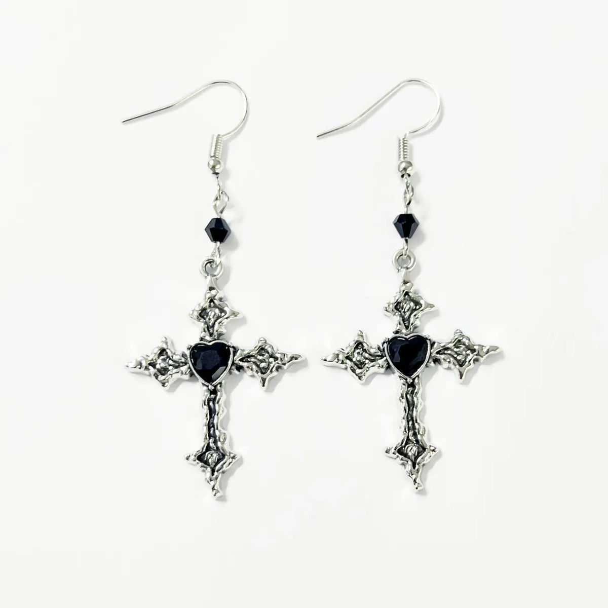 Red Heart Cross Earrings