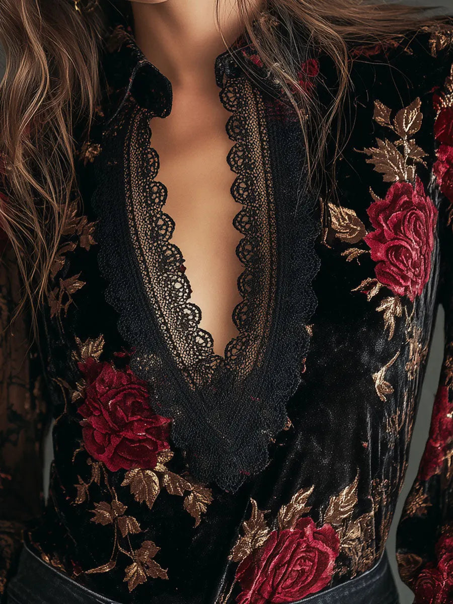 Retro Blouse in velvet, Best Value