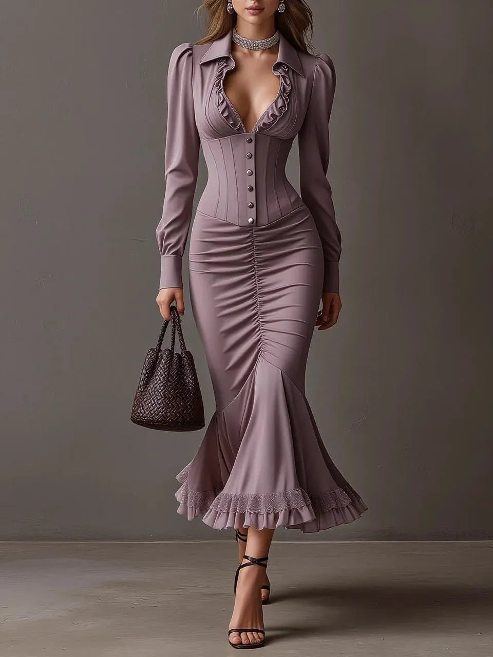 Chic Midi Dress in lace, Designer Aesthetic