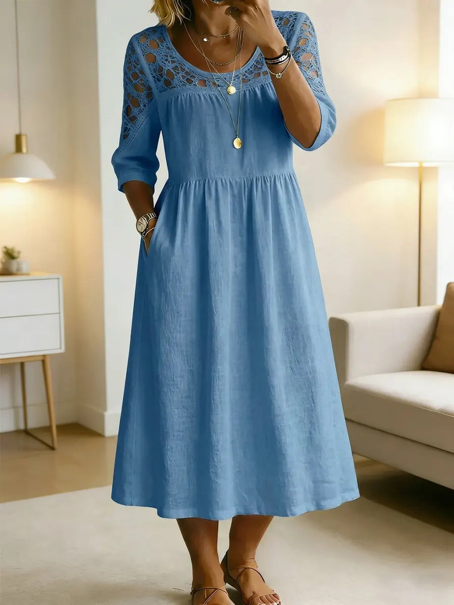 Retro Maxi Dress in cotton, Premium Look