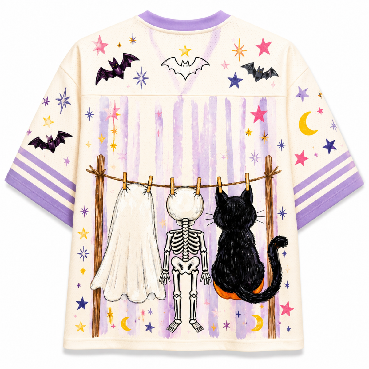 Chaotic Club Preppy Spooky Season Coquette Skeleton Mesh Jersey