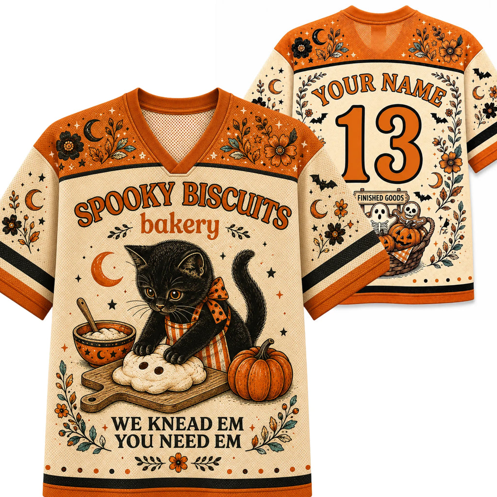 Chaotic Club Black Cat Spooky Biscuits Bakery Mesh Jersey