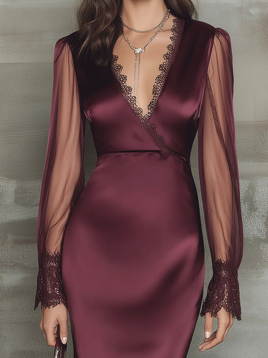 Elegant Midi Dress in lace, Affordable Luxury