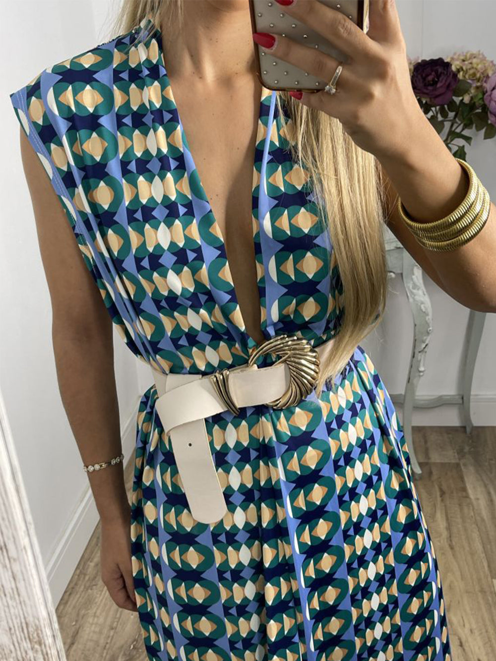 Vintage Check Flared Pants Suit