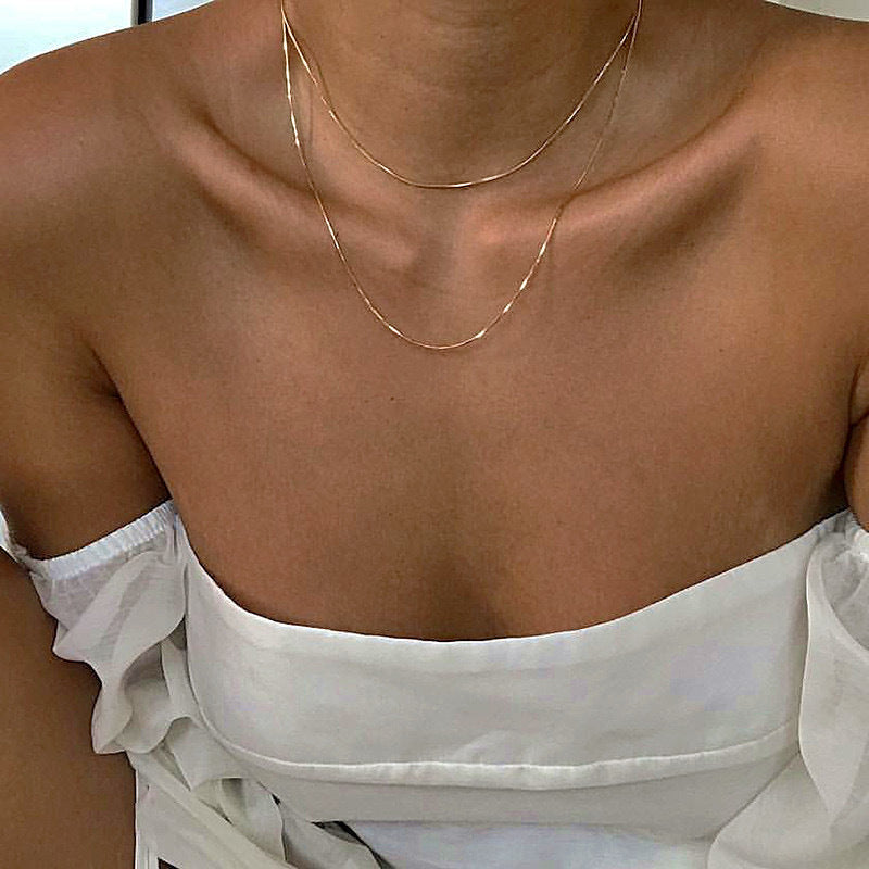 Simple Snake Bone Chain Choker Tassel Necklace As A Gift For Mother And Girlfriend