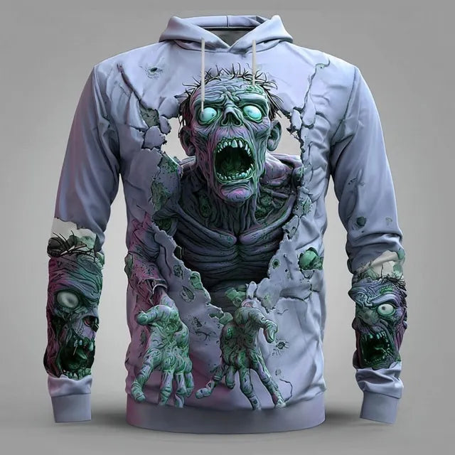 Men's Halloween Zombie Wall Breaking 3d Printed Hoodie