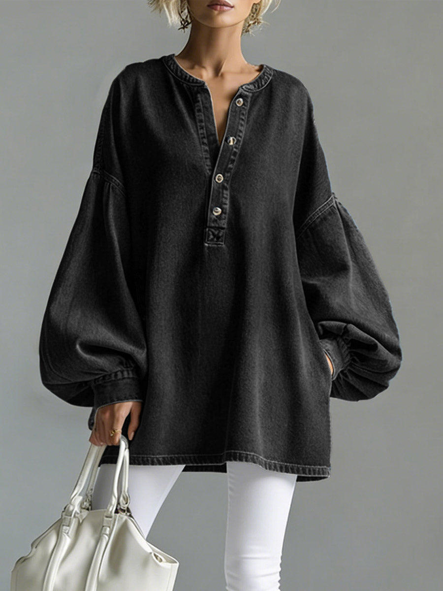 Chic Top in denim, Designer Aesthetic