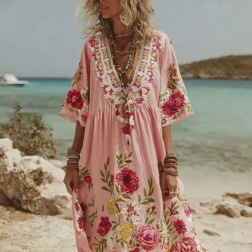 Chic Midi Dress in linen, Designer Aesthetic