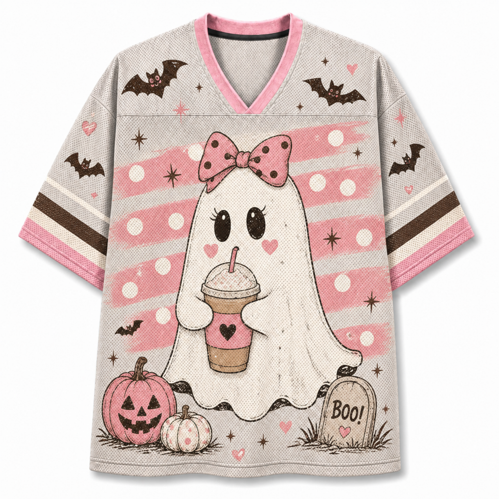 Chaotic Club Spooky Season Ghost Coffee Halloween Mesh Jersey
