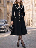 Vintage Collared Belted Midi Coat