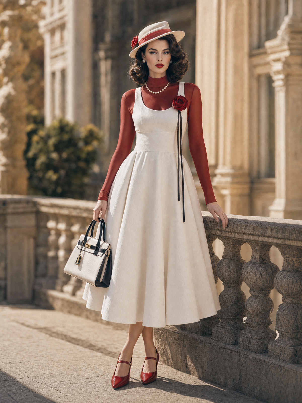 Vintage Sleeveless Midi Dress Sheer Mesh Top Two‑Piece Set