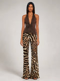 Abstract Zebra Flared Pants