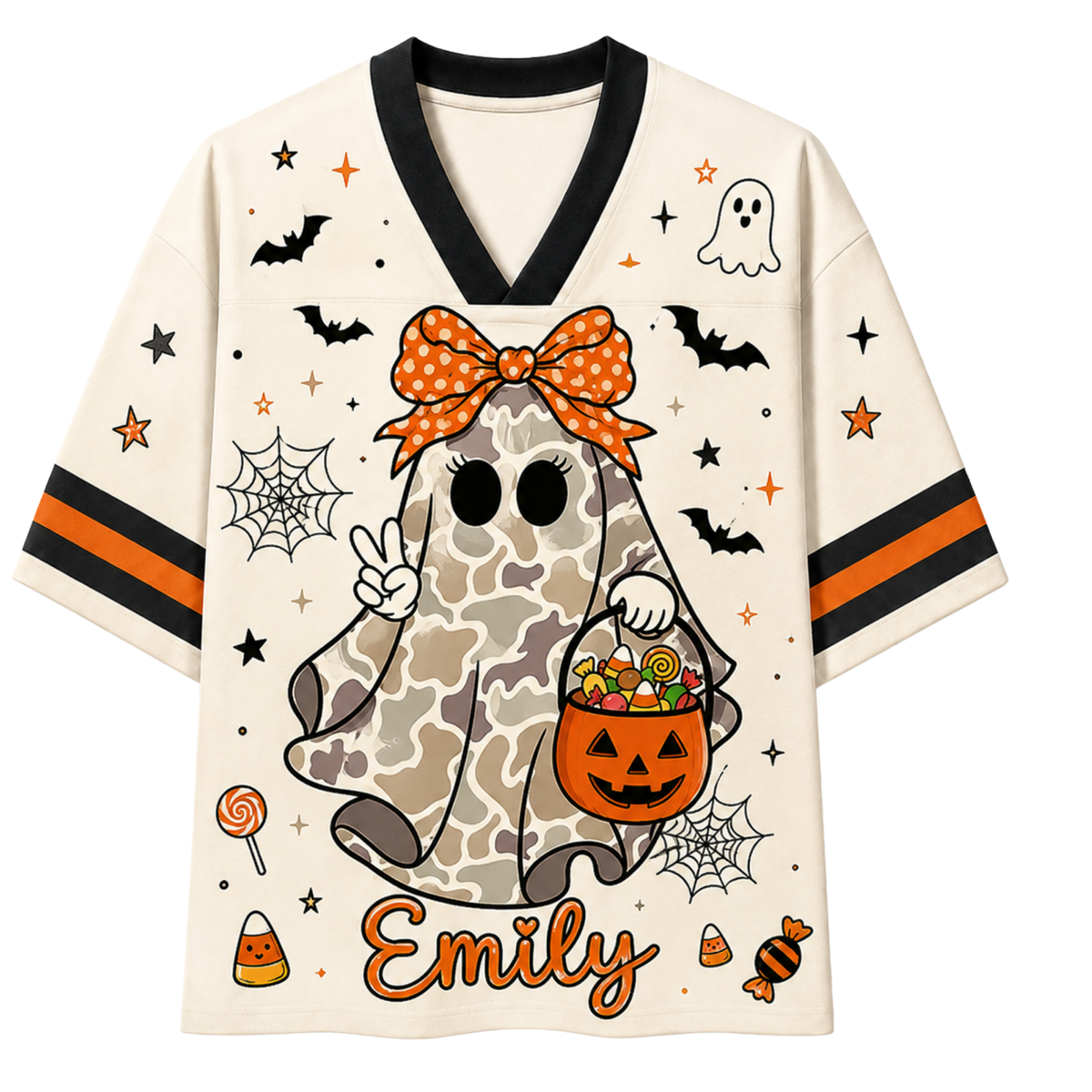 Chaotic Club Camo Bow Ghost Trick or Treat Halloween Mesh Jersey
