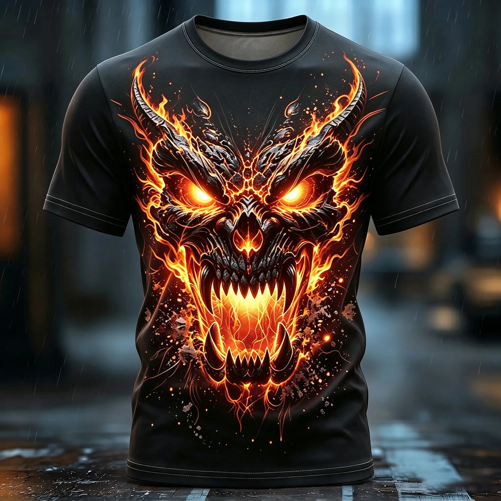 Men's Halloween Print Crew Neck Short Sleeve T-shirt