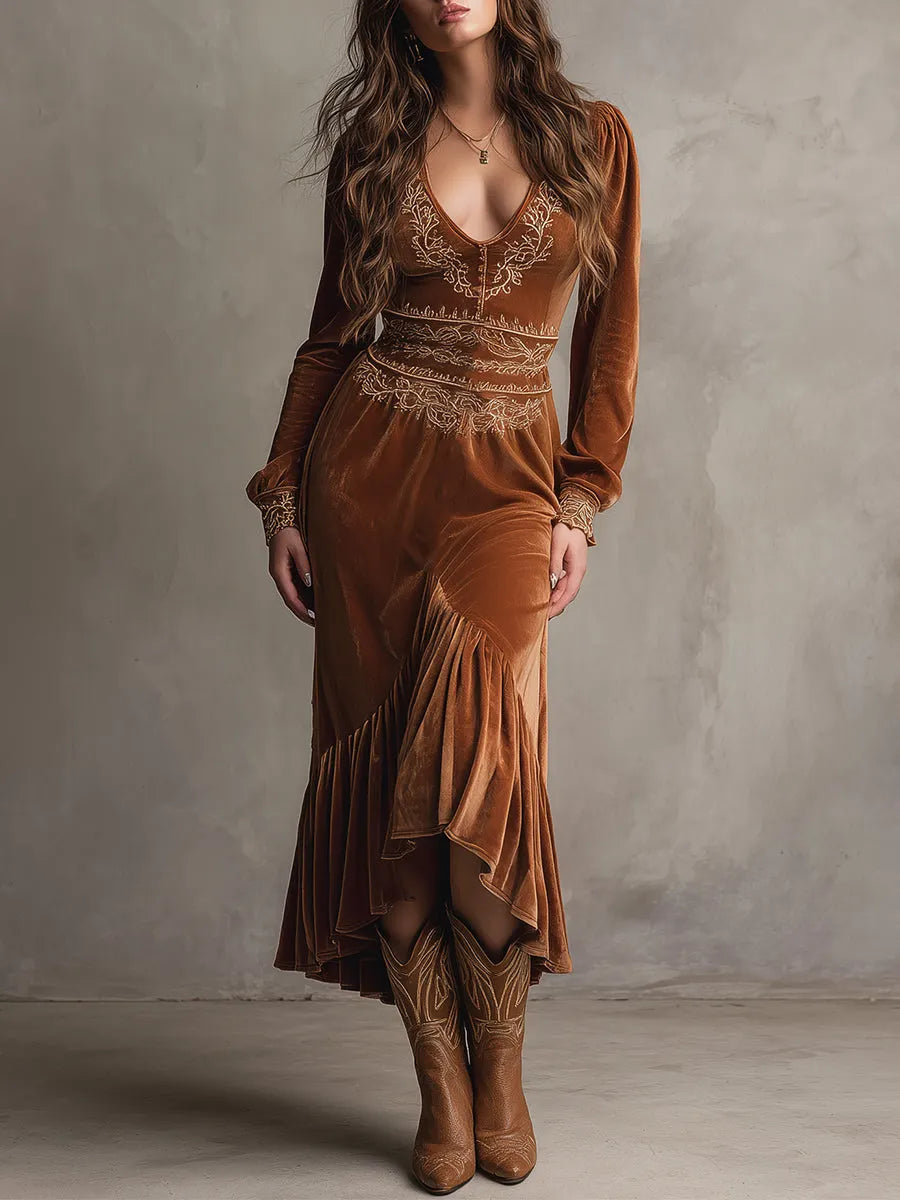 Midi Dress with velvet – Affordable Luxury