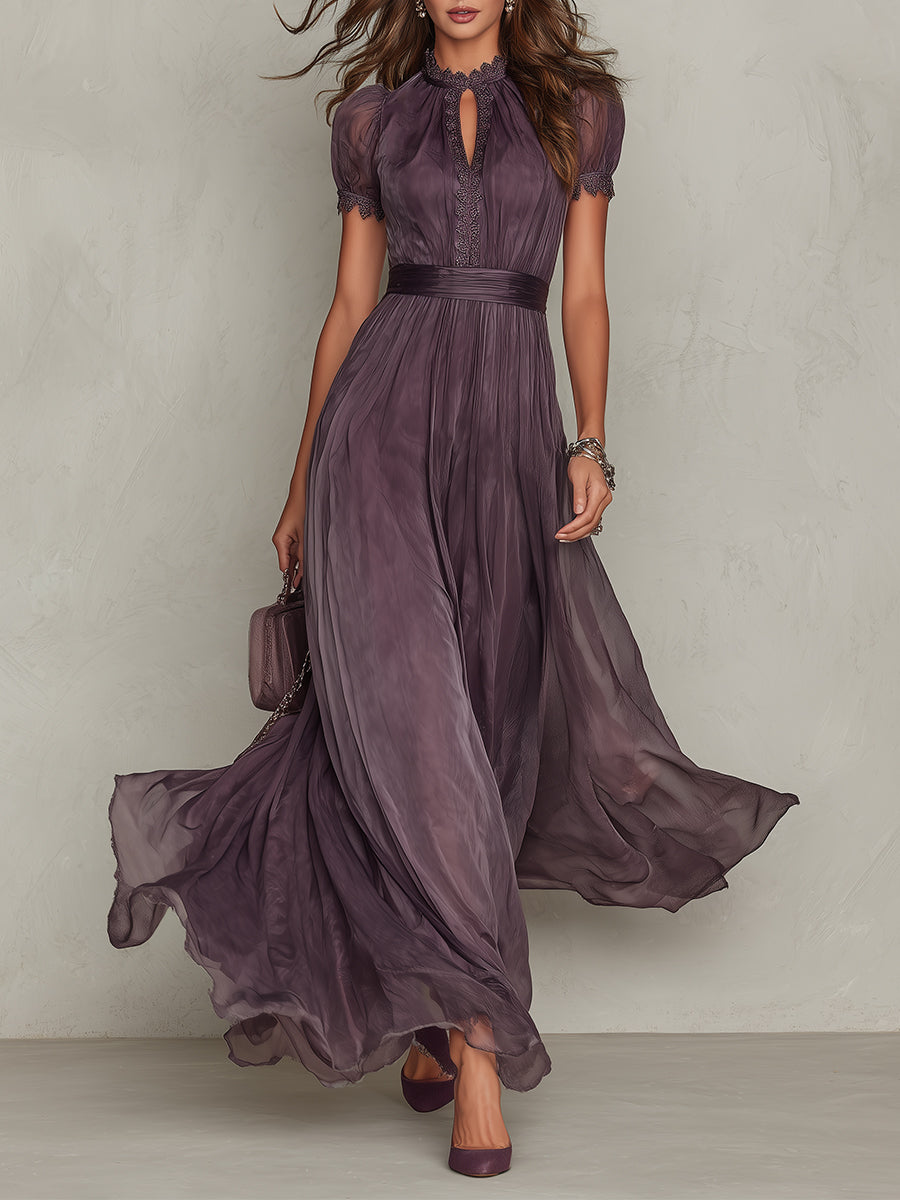 Retro Maxi Dress in chiffon, Affordable Luxury
