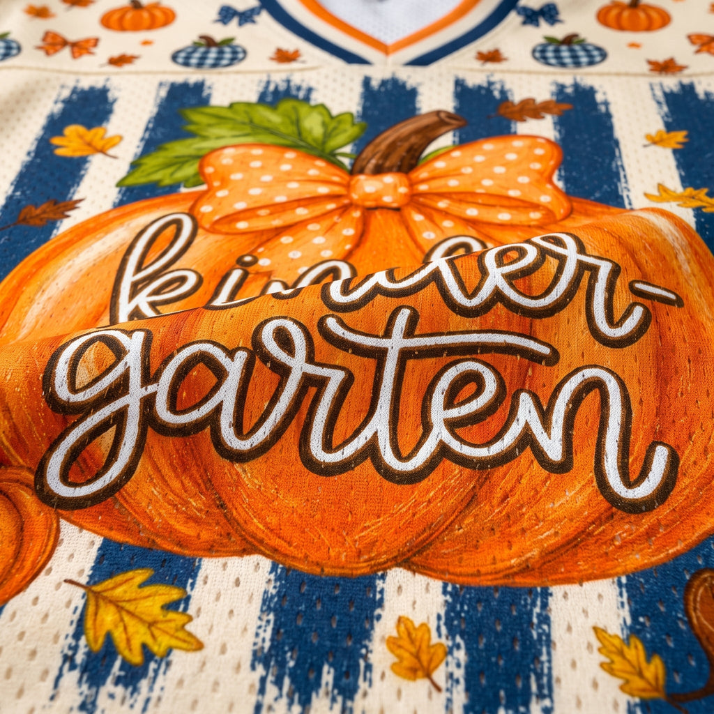 Chaotic Club Fall Back To School Striped Teacher Pumpkin Mesh Jersey
