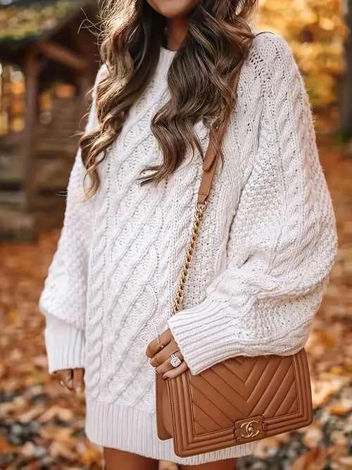（ In stock）Women Round Neck Hip-pack Versatile Knitted Casual Dress