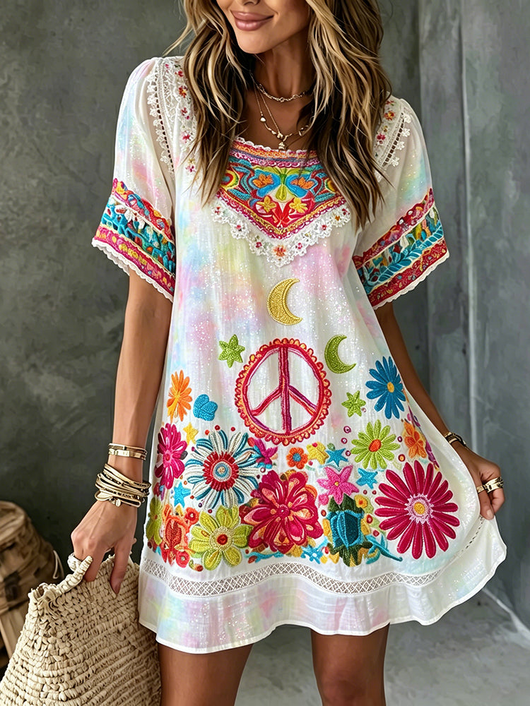 Vintage Mini Dress in linen, Designer Aesthetic