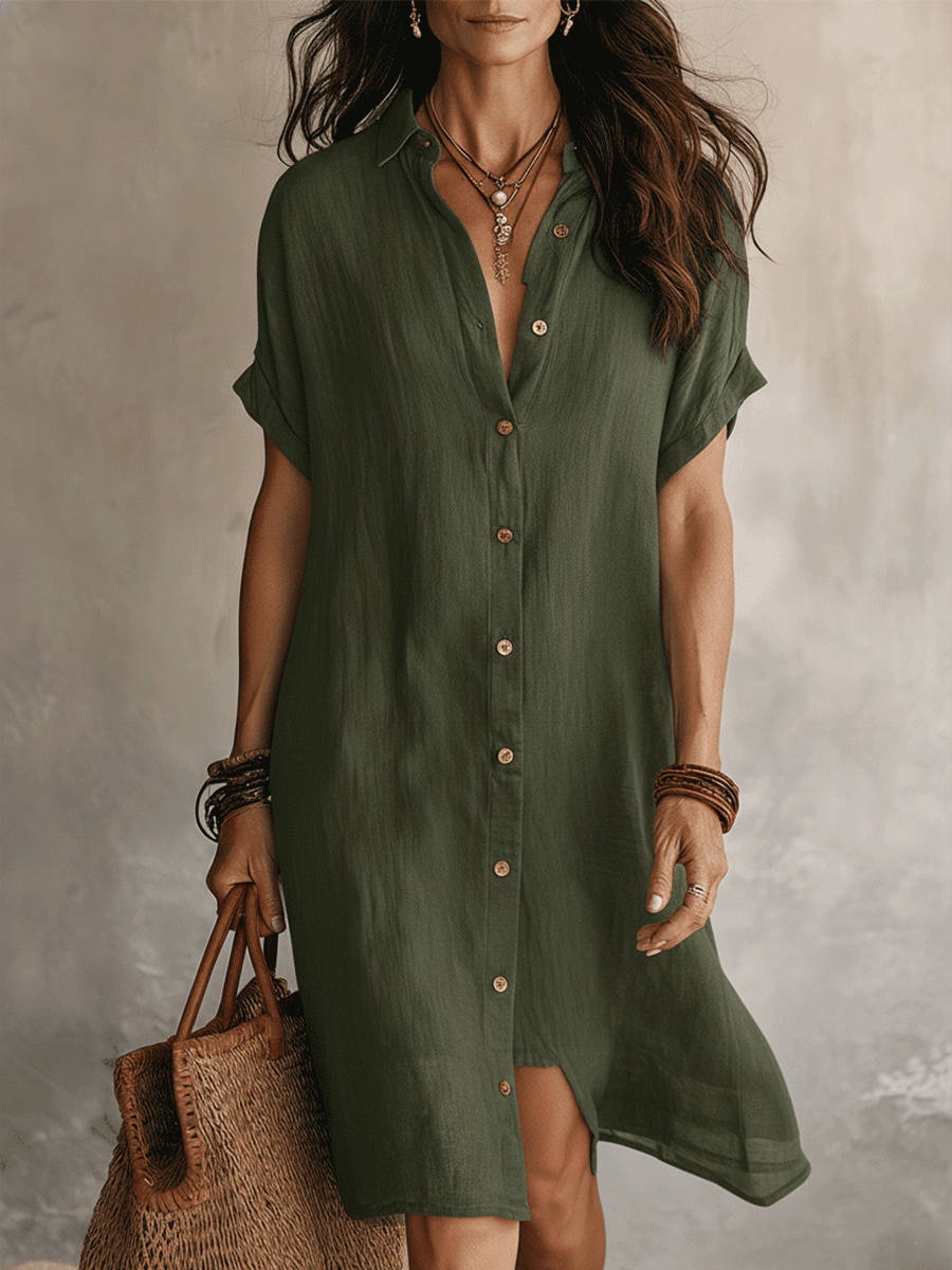 Boho Midi Dress in linen, Unbeatable Price