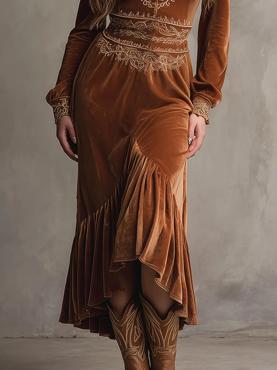 Midi Dress with velvet – Affordable Luxury