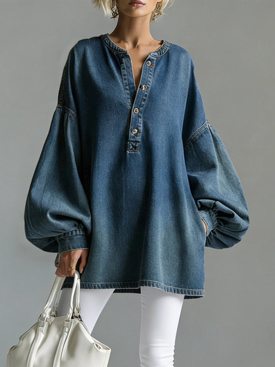 Chic Top in denim, Designer Aesthetic