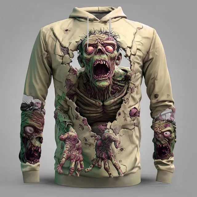 Men's Halloween Zombie Wall Breaking 3d Printed Hoodie