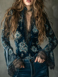 Retro Blouse in velvet, Smart Price