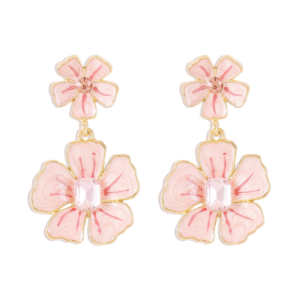 Flower Oil Dropping Earrings