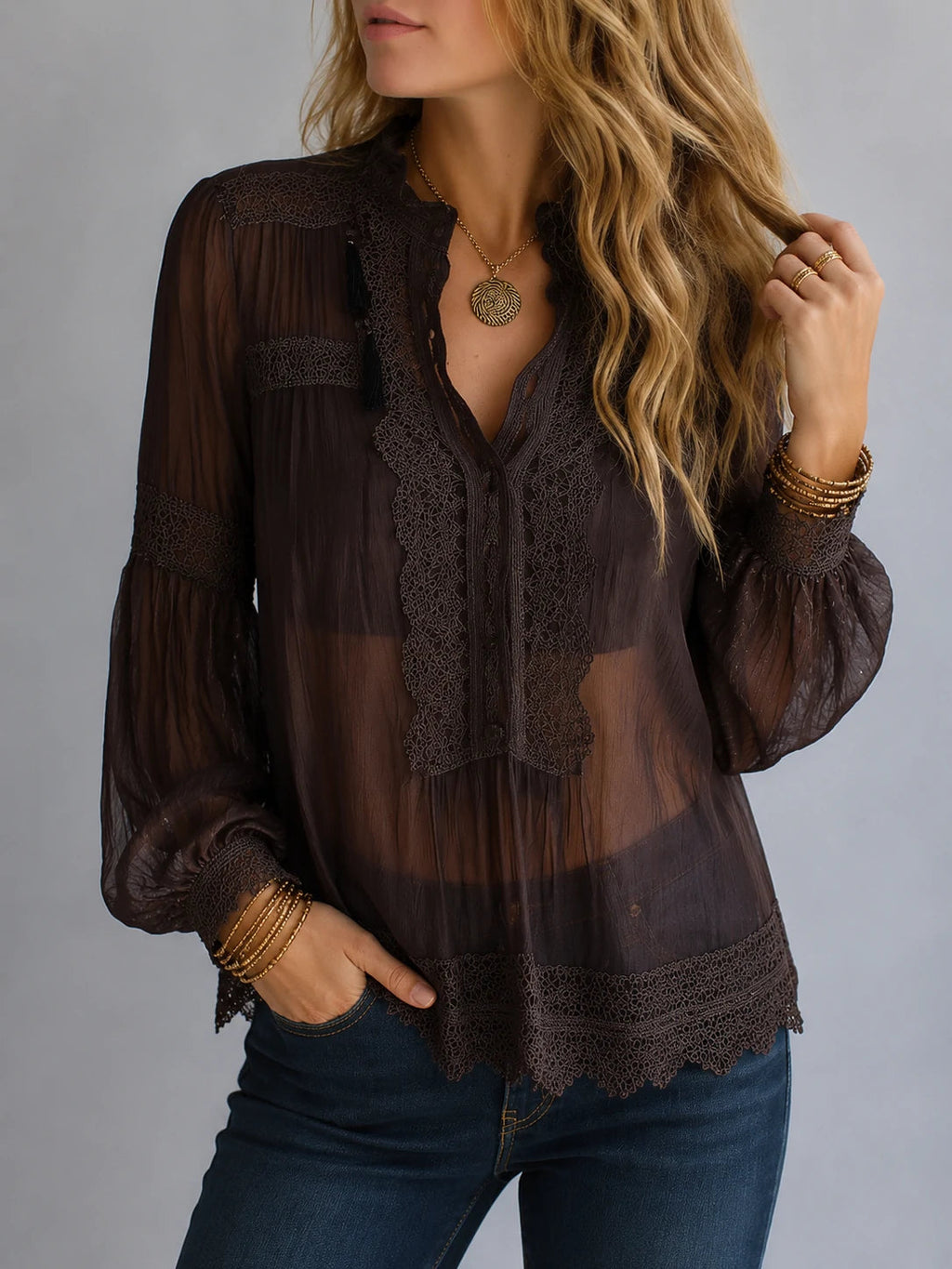 Bohemian Blouse in lace, Smart Price