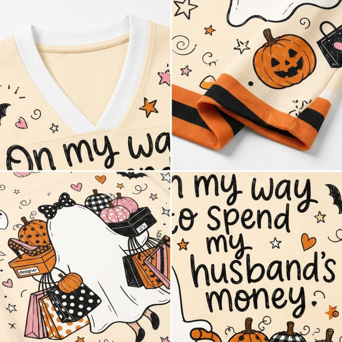 Chaotic Club Funny Ghost Spend Husband Money Mesh Jersey