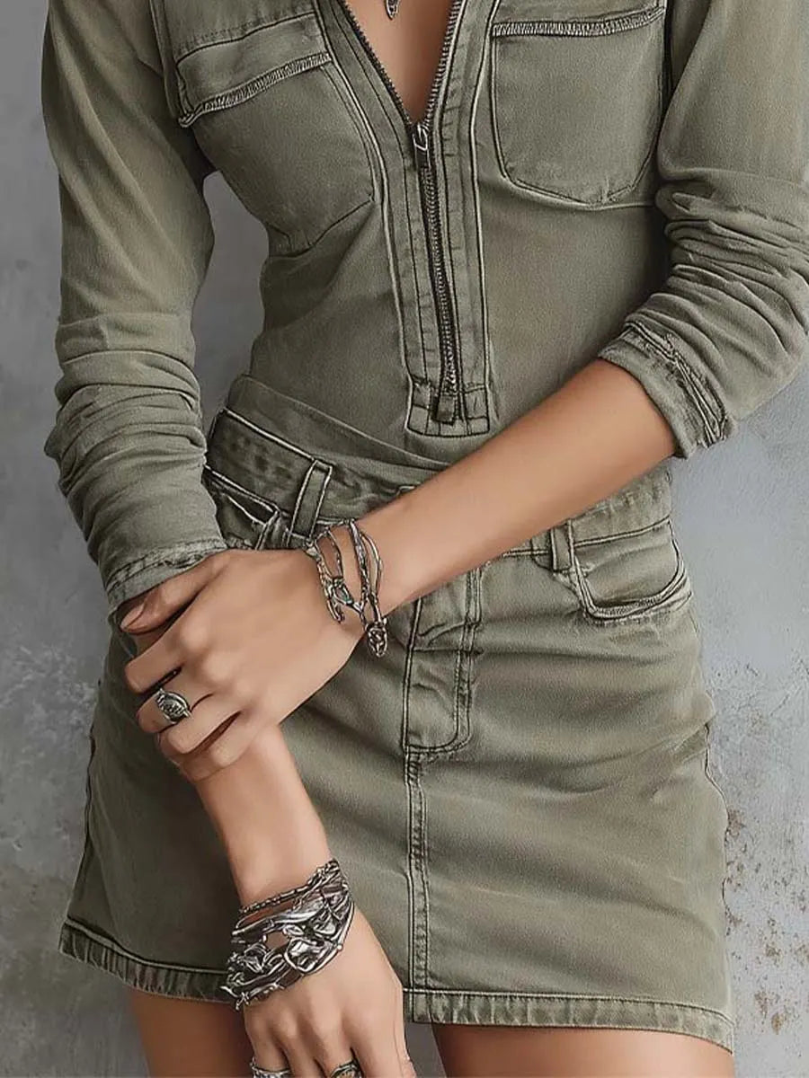 Retro Mini Dress in denim, Premium Look