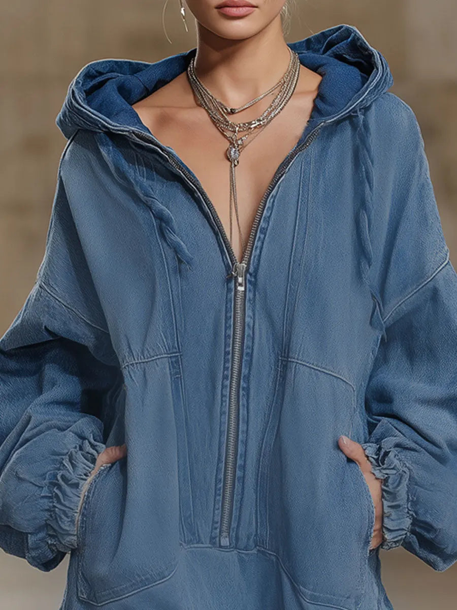 Chic Mini Dress in denim, Premium Look