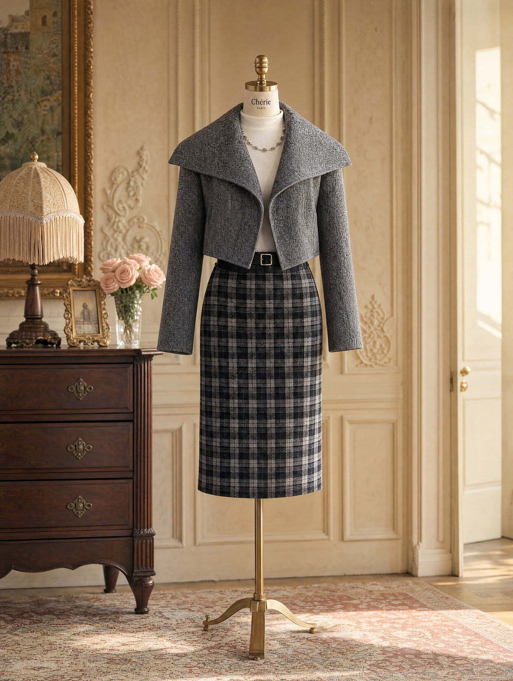 Vintage Lapel Cropped Woolen Coat