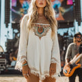 Music Festival Rock Party Carnival Vintage Wilderness Ethnic Bohemian Linen Dress