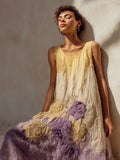 Vintage Midi Dress in linen, Designer Aesthetic