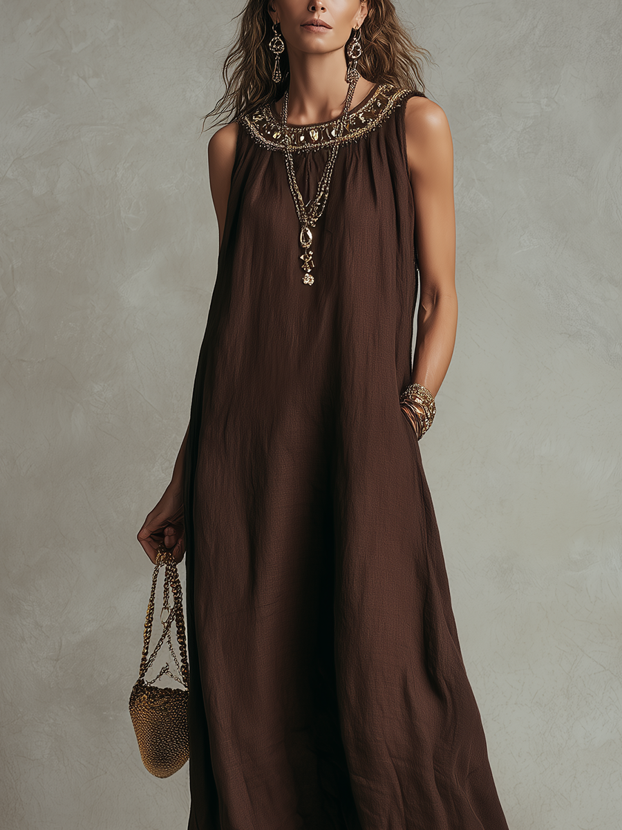 Chic Dress in linen, Premium Look