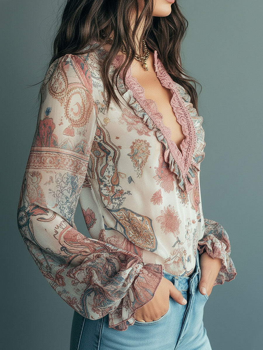 Bohemian Blouse in chiffon, Best Value
