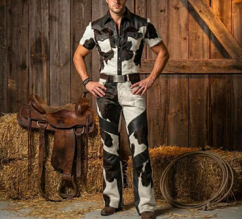 Men's Western-style Top And Trousers Two-piece Set