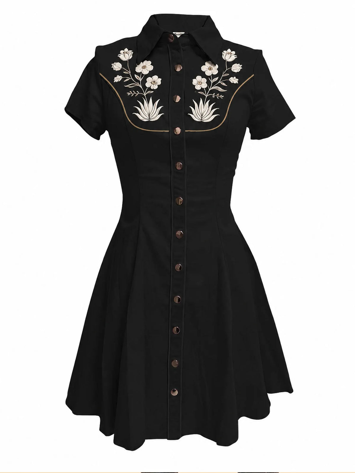 [Embroidery ]Perfect For Sophisticated Daily Wear — Breathable High-Density Fabric Body-Contouring Poised 100% Cotton Mini Dress
