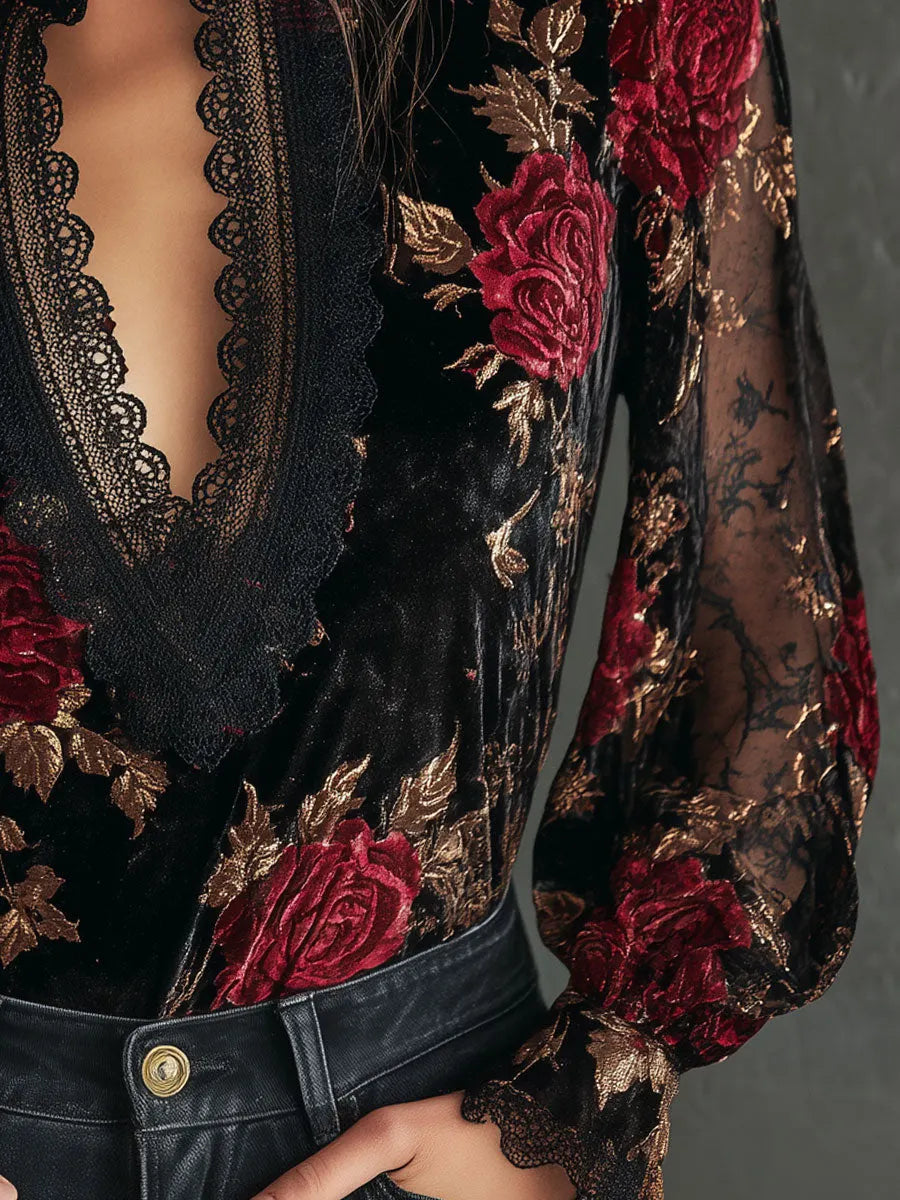 Retro Blouse in velvet, Best Value