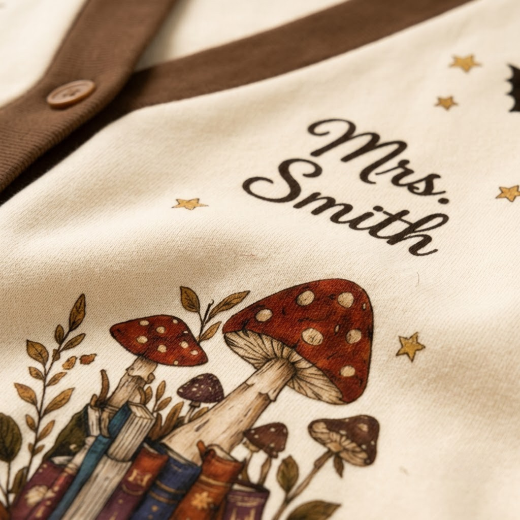 Chaotic Club Cozy Fall Bookish Ghost Halloween Teacher Cardigan