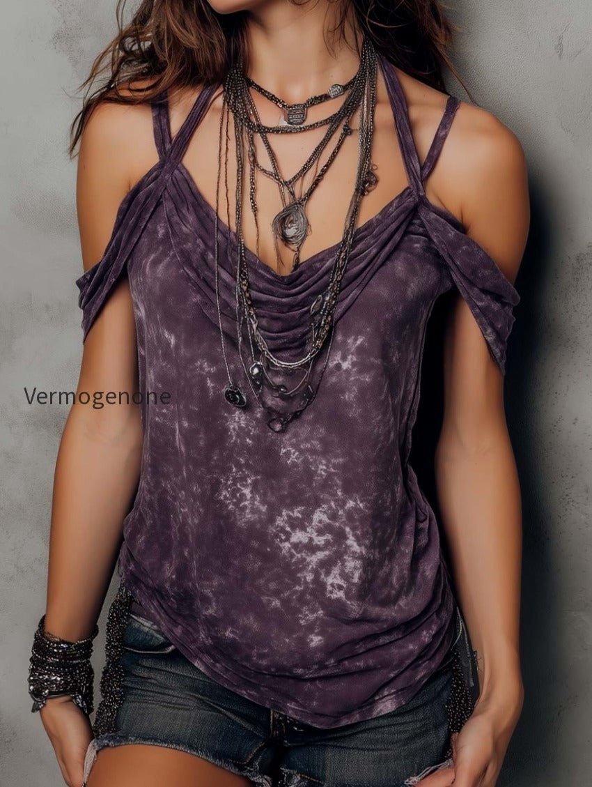 retro-bohemian-tie-dye-print-shoulder-strap-top