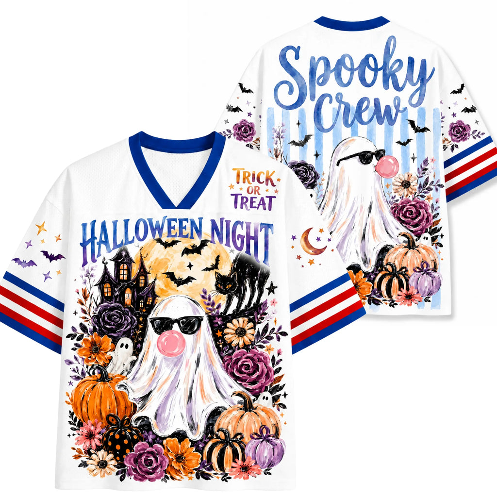 Chaotic Club Ghost Blowing Bubble Gum Brushstroke Halloween Mesh Jersey
