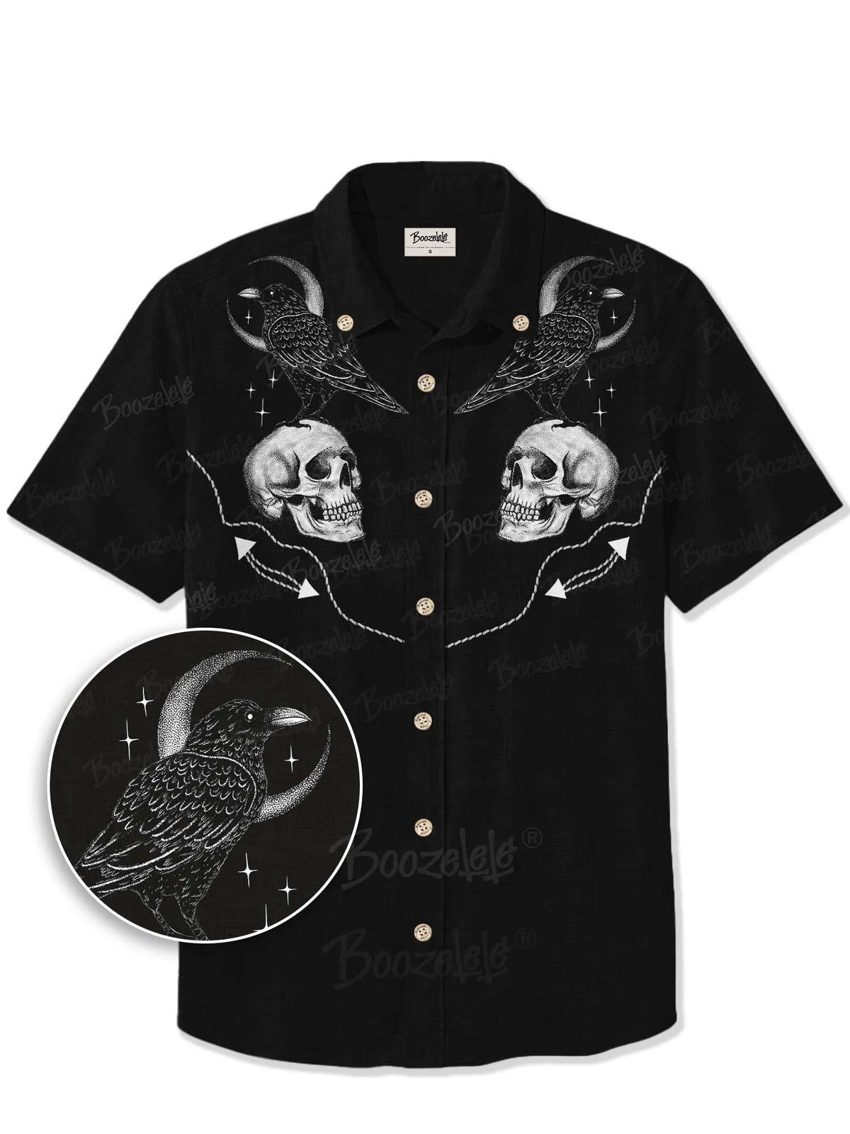 [Clearance][Embroidery][Mystic Heart X Boozelele]Crow With Moon  - 100% Cotton Shirt