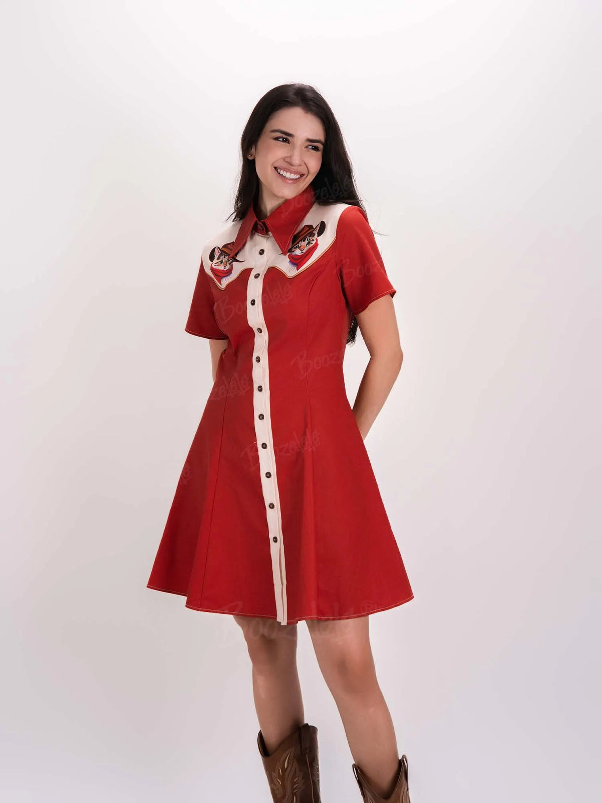 [Clearance]Western Cute Cat Cowboy - 100% Cotton Dress