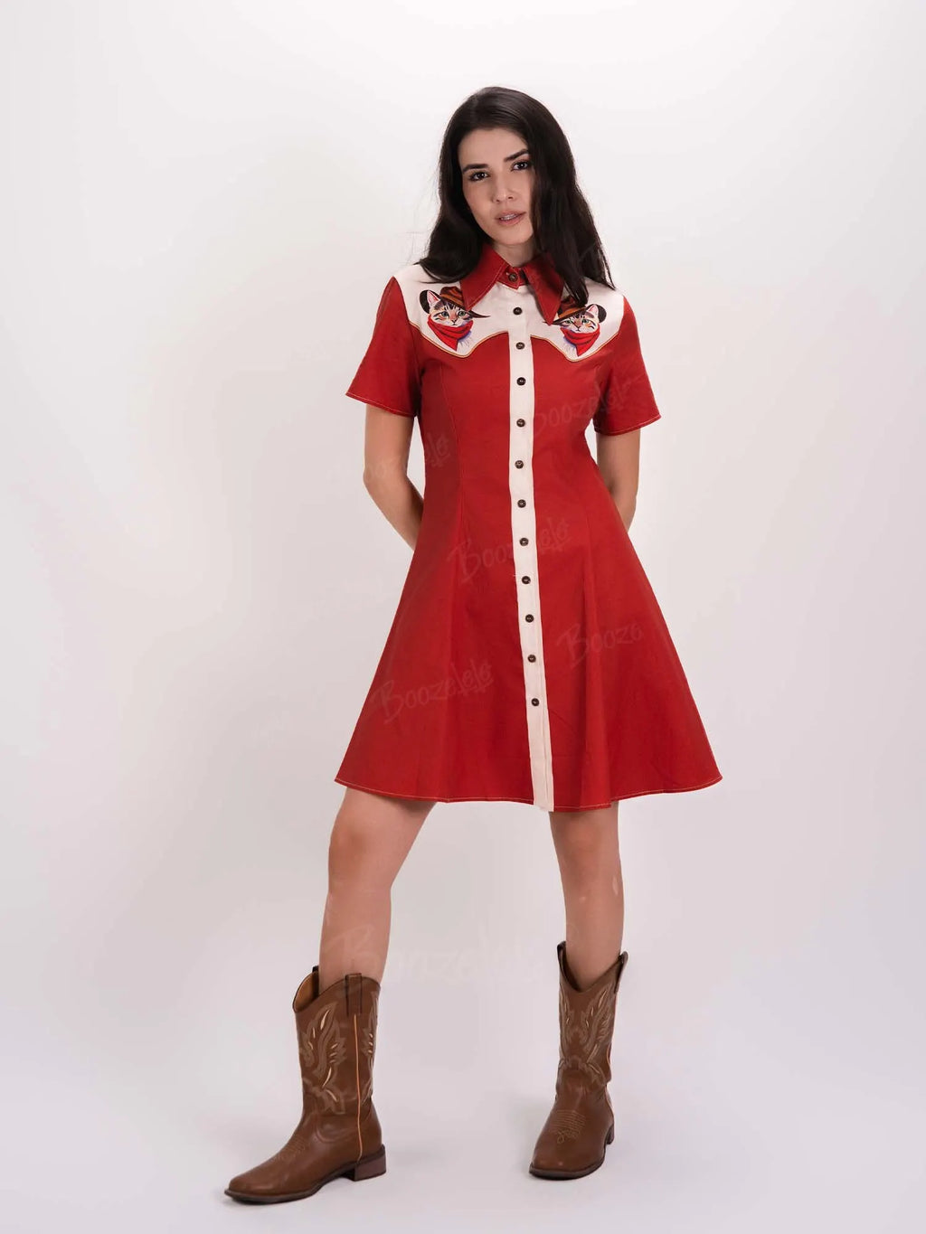 [Clearance]Western Cute Cat Cowboy - 100% Cotton Dress