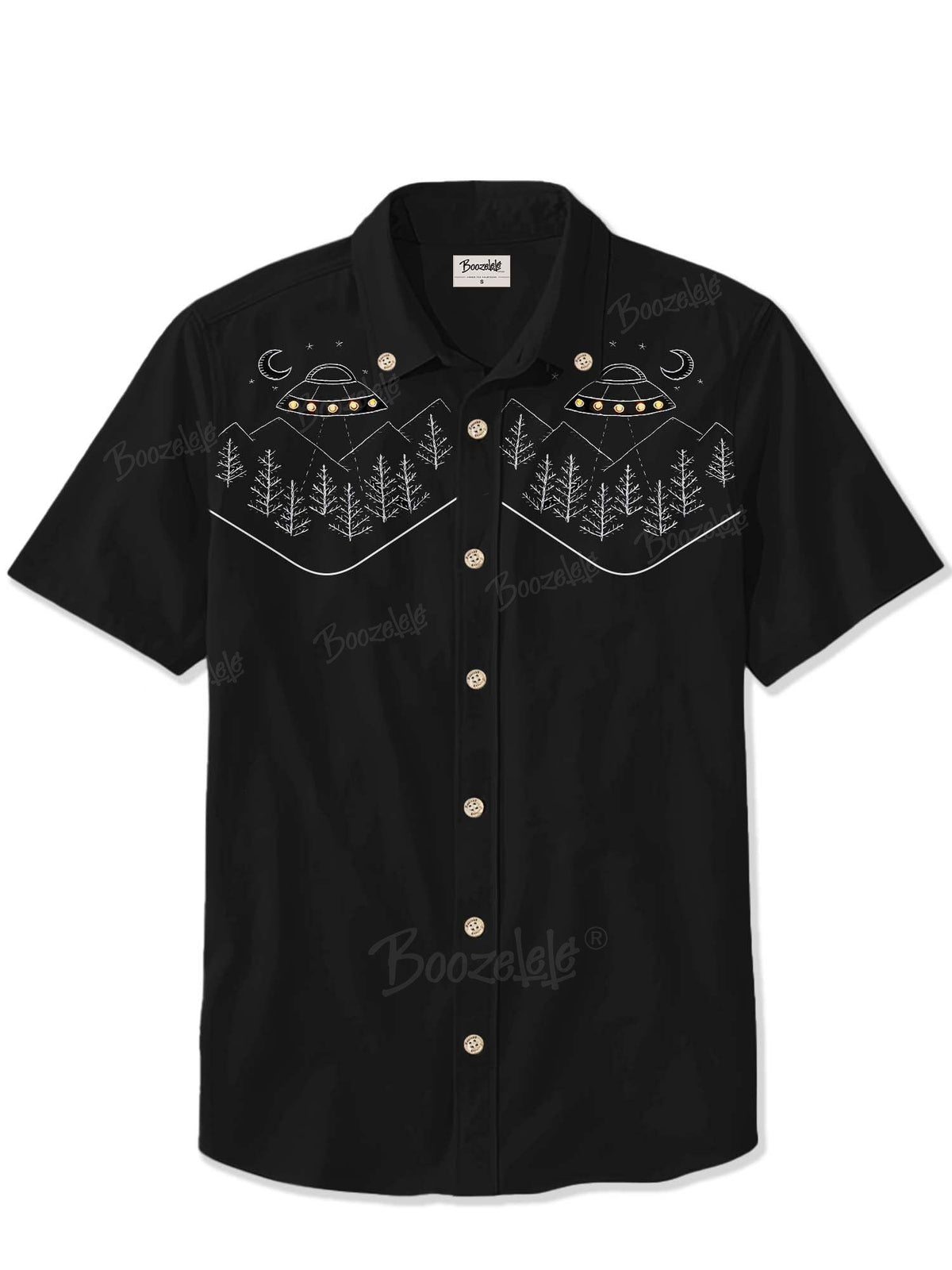 [Embroidery]UFOs In The Mountains - 100% Cotton Shirt