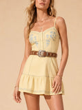 Coastal Cowgirl Series — 2026 S/S Pale Yellow Structured Stitching Slim-Fit Mini Dress(No belt)