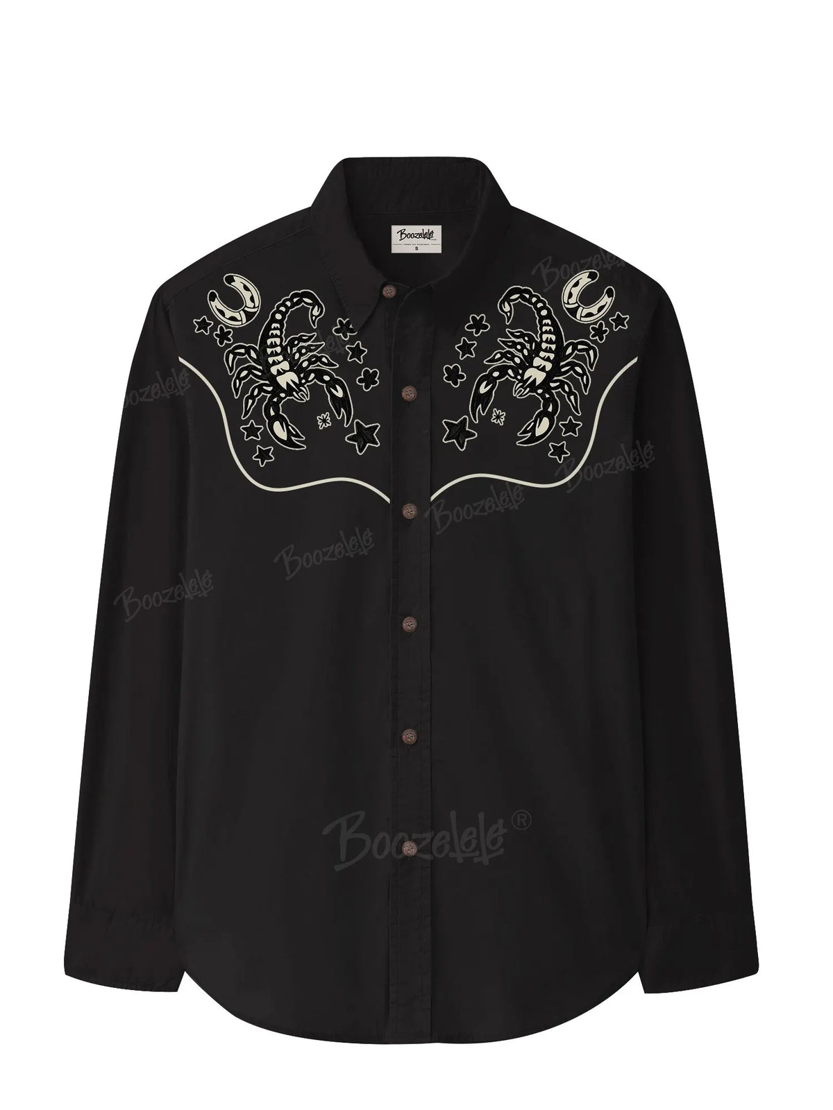 [Embroidery]Horseshoes And Scorpions - 100% Cotton Long Sleeves Shirt